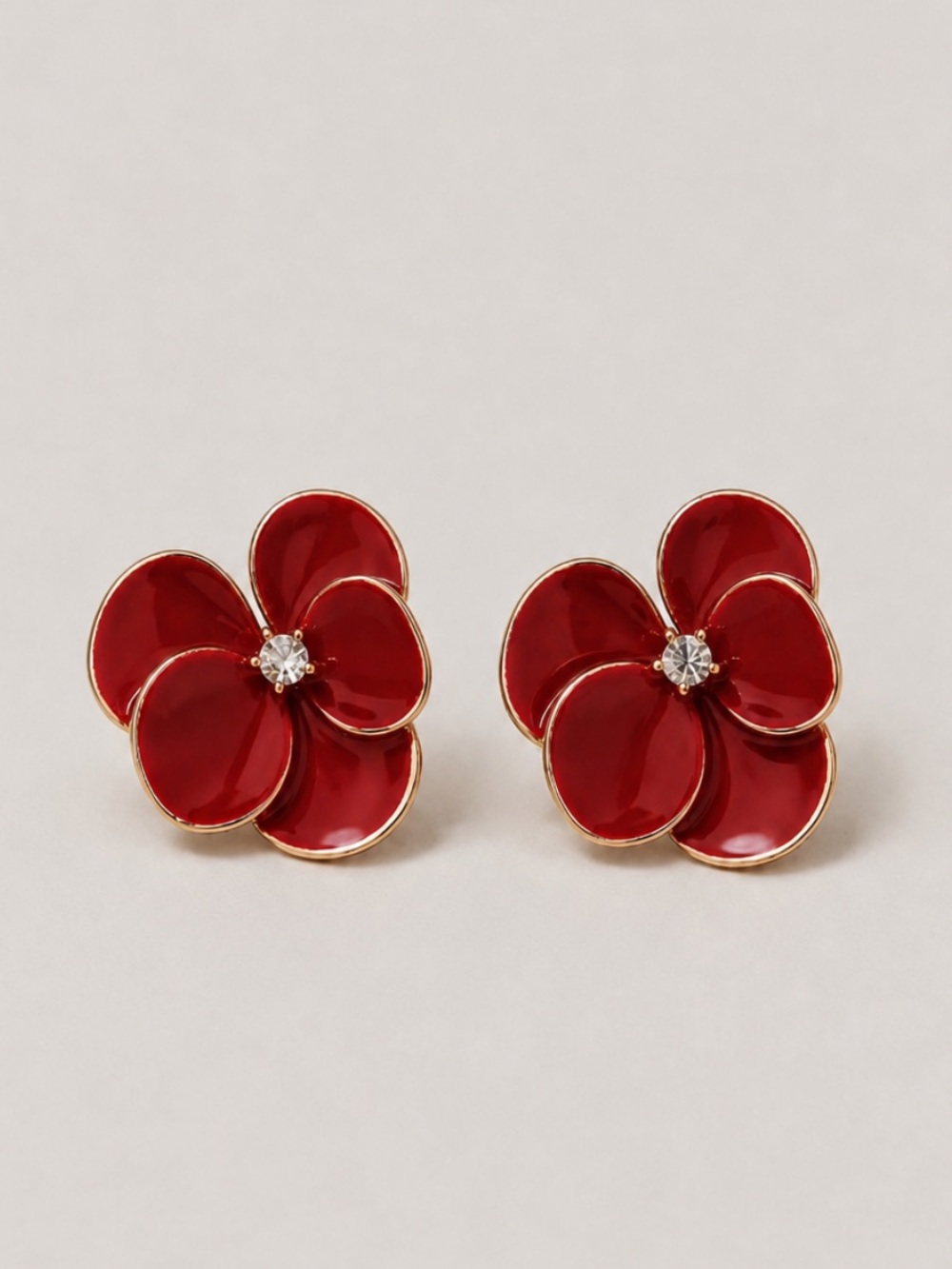 New! Cranberry Red Flower Post Earrings NWOT